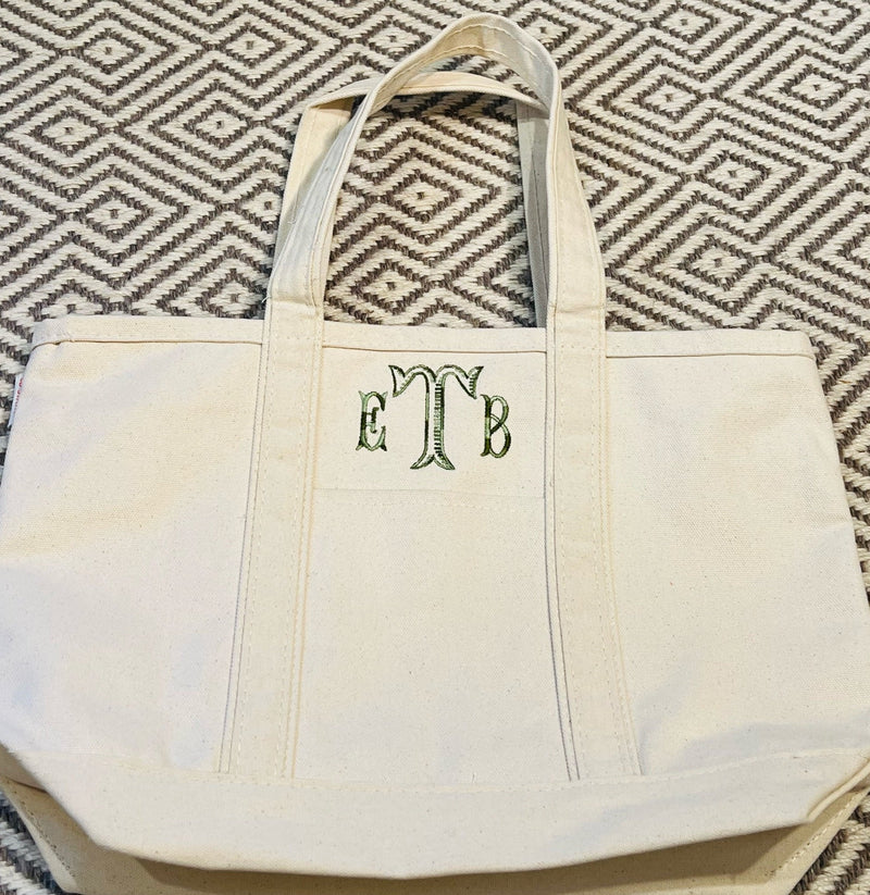 Medium Natural Canvas Tote Bag – M. Swenson Monogram