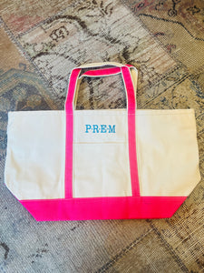 Large Pink Canvas Tote Bag