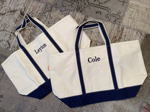 Large Navy Blue Canvas Tote Bag